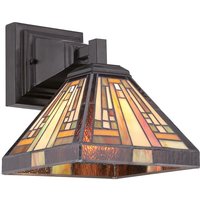 QZ-STEPHEN1 Wandleuchte Stephen 1xE27 100W Tiffany Glas, Metall Weinlese-Bronze H:25,4cm B:20,3cm dimmbar - Quoizel von QUOIZEL