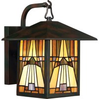 Quoizel QZ-INGLENOOK2-M Wandleuchte Inglenook 1xE27 60W Tiffany Glas, Metall Bronze H:31,4cm B:21,5cm IP44 dimmbar von QUOIZEL