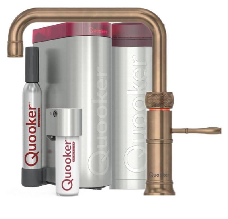 QUOOKER Küchenarmatur Classic Fusion Square PRO3 CUBE Messing Patina CFNSPTB PRO3 CUBE2 *inkl. 7 JAHRE GARANTIE* von QUOOKER