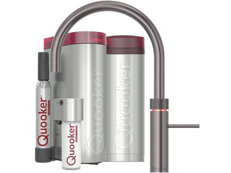 QUOOKER Küchenarmatur Fusion Round mit PRO3 Reservoir & CUBE Gunmetal FNRGME PRO3 CUBE2 *inkl. 7 JAHRE GARANTIE* von QUOOKER