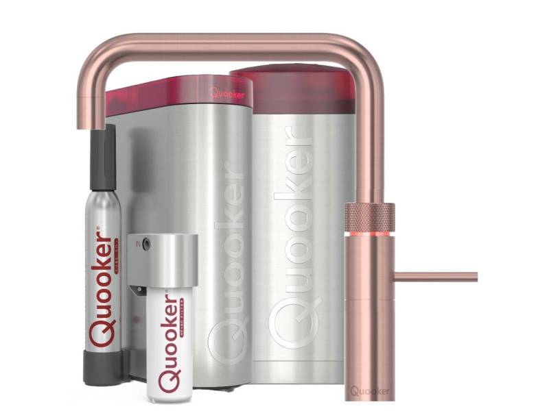 QUOOKER Küchenarmatur Fusion Square Set mit COMBI, CUBE Kupfer Rosé FNSRCO COMBI CUBE2 *inkl. 7 JAHRE GARANTIE* von QUOOKER