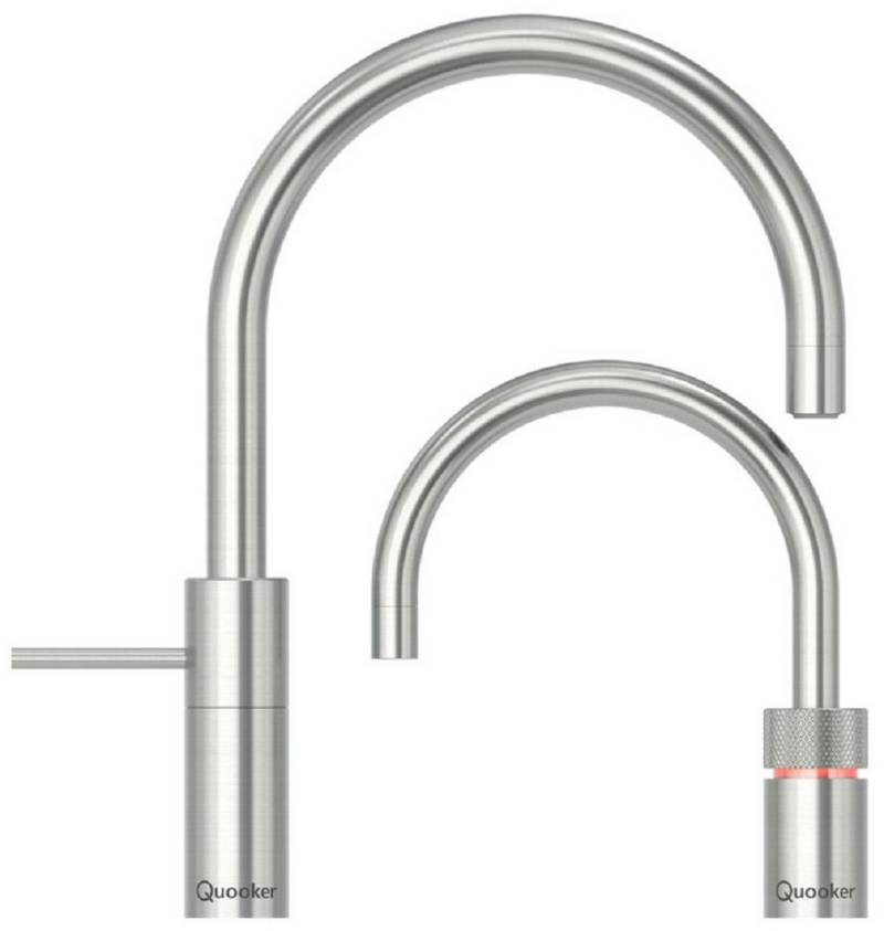 QUOOKER Küchenarmatur Nordic Round Twintaps mit COMBI Reservoir & CUBE Voll-Edelstahl *inkl. 7 JAHRE GARANTIE* von QUOOKER