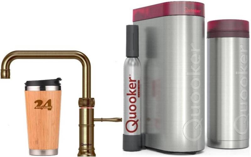 QUOOKER Küchenarmatur QUOOKER CLASSIC FUSION SQUARE VAQ PRO3 mit CUBE 2 (3CFSPTNCUBE) (2-St) 100°C Kochendwasserhahn mit Trinkwassersystem von QUOOKER