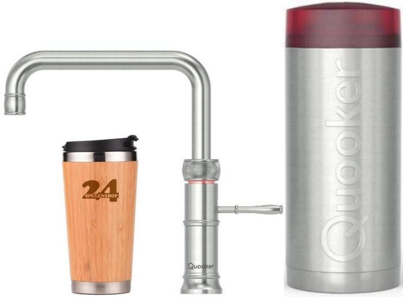 QUOOKER Küchenarmatur QUOOKER CLASSIC FUSION Square COMBI+ B 100°C Armatur (22+CFSRVS) (2-St) Spültischmischer Edelstahl mit 100°C Kochendwasserfunktion von QUOOKER