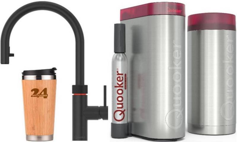 QUOOKER Küchenarmatur QUOOKER FLEX Zugauslauf Schwarz Combi+ B mit CUBE (22+XBLKCUBE) (2-St) 100°C Kochendwasserhahn mit Trinkwassersystem von QUOOKER