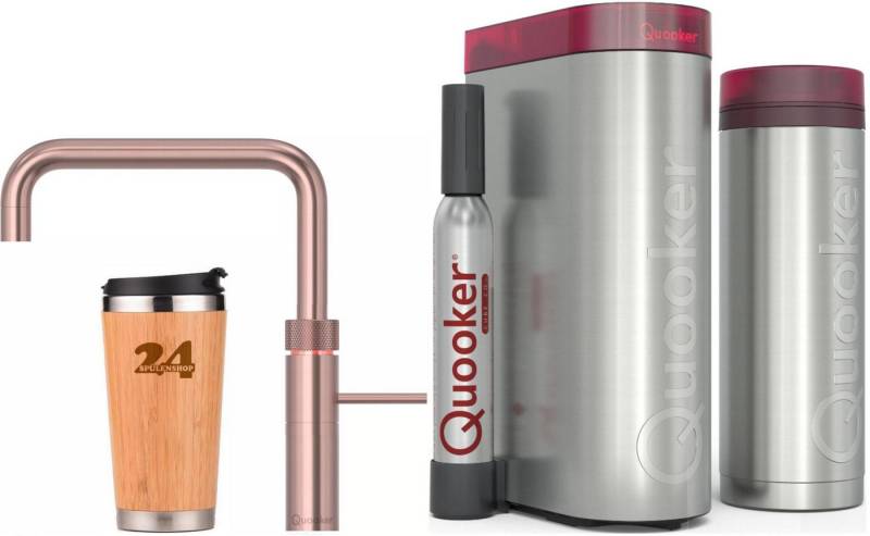 QUOOKER Küchenarmatur QUOOKER FUSION SQUARE Kupfer Rose' VAQ PRO3 mit CUBE 2 (3FSRCOCUBE) (2-St) 100°C Kochendwasserhahn mit Trinkwassersystem von QUOOKER