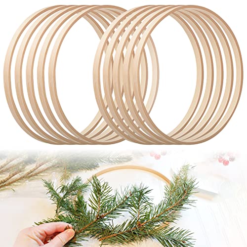 10 Stück Floral Hoop, Traumfänger Ringe Bambus 20cm Stärke ca. 1 cm, Holz Bambus Blumenkranz Makramee Craft Hoop Ringe für DIY Traumfänger, Hochzeitskranz Dekor und Wandbehang Handwerk von QUOTRE