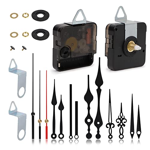 2 Stück Geräuschloses Uhrwerk Set mit 5 Zeiger-Sets Quarzuhrwerk Uhrlaufwerk mit Hohem Drehmoment-DIY Uhr Reparatursatz Wanduhr Ersatzteile für Clock Ersatzteile Ersatz von QUOTRE