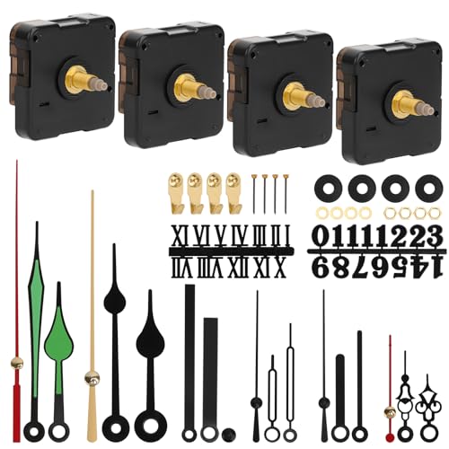 4 Stück Uhrwerk-Uhrwerk, Quarzuhrwerk, 6 Paar Zeiger und 2 Uhrzeiger, Motoren und Zeiger für Wanduhren, leise, DIY, Ersatz von QUOTRE