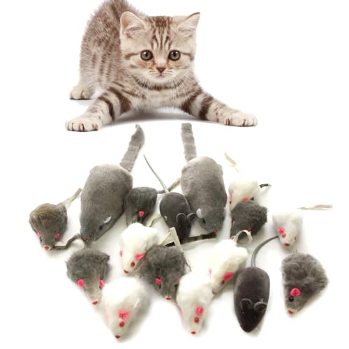 QUOZUO Katzenspielzeug Mäuse Spielzeug Mouse Katze Haustier Weich Flauschig für Katzen 16 Stück von QUOZUO