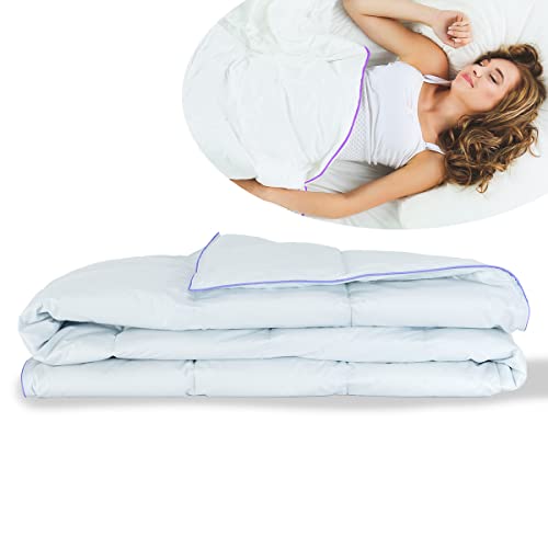 QUQON® Luxus Daunendecke Premium | 135x220cm Leicht 230g | 100% Feinste Daunen Klasse 1 | tierschutzzertifiziert | für Allergiker geeignet | Geringes Gewicht und hervorragendes Klima von QUQON