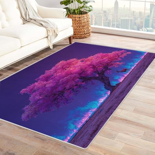 QUSAAOU Abstrakter Kunststil Bereich Matte rutschfeste Unterseite Rosa Hirschbaum Abstrakter Kunststil Bereich Matte rutschfeste Unterseite(Rosa 166)-180x240cm von QUSAAOU