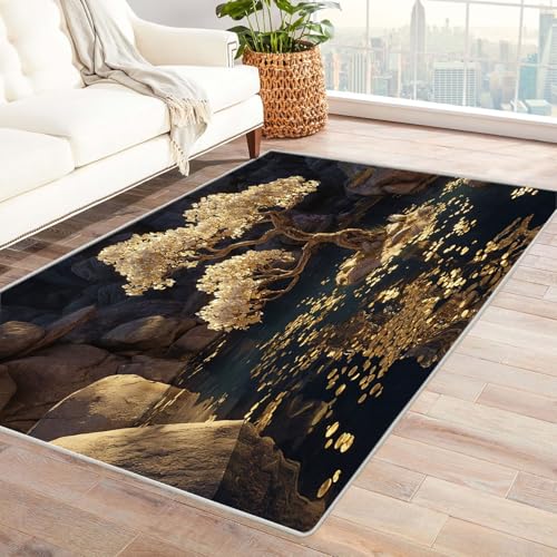 QUSAAOU Abstrakter Kunststil Bereich Matte rutschfeste Unterseite Weißer Bonsai-Baum Abstrakter Kunststil Bereich Matte rutschfeste Unterseite(Weiß 136)-150x240cm von QUSAAOU