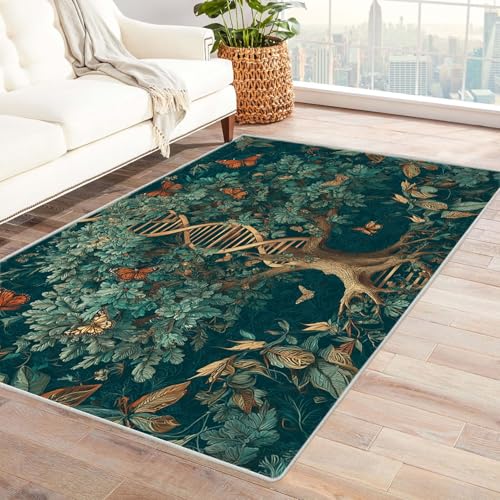 QUSAAOU Baum des Lebens Teppich Wohnzimmer Kurzflor Abstrakt Design DNA-Insektenbaum rutschfest Teppich Schlafzimmer, Esszimmer, Küche Tepich(Multi 216)-180x270cm von QUSAAOU