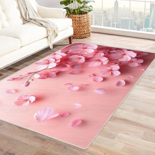 QUSAAOU Bodenmatte - Waschbar, Langlebig Teppich Rosa Kirschblüten Abstraktem Gelbem Spritz Design, Perfekt für Wohnzimmer, BüRo Oder Schlafzimmer Dekor-120x180cm QUSAAOU Bodenmatte - Waschbar, Langlebig Teppich Rosa Kirschblüten Abstraktem Gelbem Spritz Design, Perfekt für Wohnzimmer, BüRo Oder Schlafzimmer Dekor-120x180cm von QUSAAOU