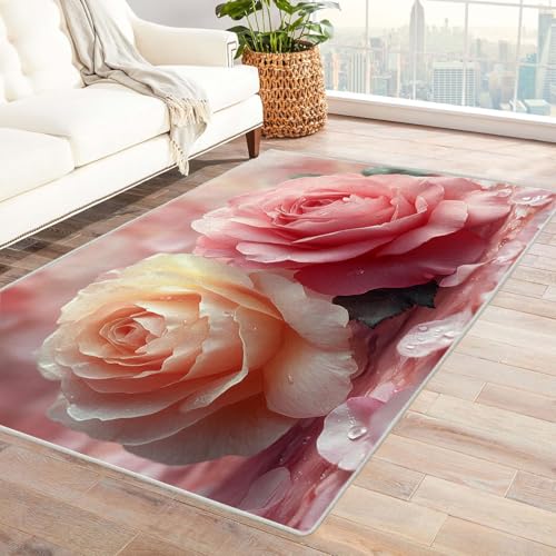 QUSAAOU Boho Abstrakt Teppich Wohnzimmer Kurzflor Waschbar, Sanfte rosa Rosen Teppiche für Wohnzimmer Schlafzimmer Jugendzimmer Esszimmer rutschfest Weich Modern Teppich Groß-240x300cm QUSAAOU Boho Abstrakt Teppich Wohnzimmer Kurzflor Waschbar, Sanfte rosa Rosen Teppiche für Wohnzimmer Schlafzimmer Jugendzimmer Esszimmer rutschfest Weich Modern Teppich Groß-240x300cm von QUSAAOU