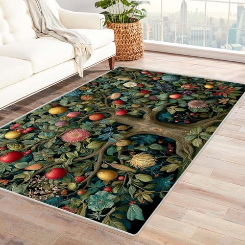 QUSAAOU Boho Abstrakt Teppich Wohnzimmer Kurzflor Waschbar Fruchtbarer grüner Baum Teppiche für Schlafzimmer Jugendzimmer Esszimmer Weich Modern Teppich Groß(Grün 189)-210x300cm von QUSAAOU