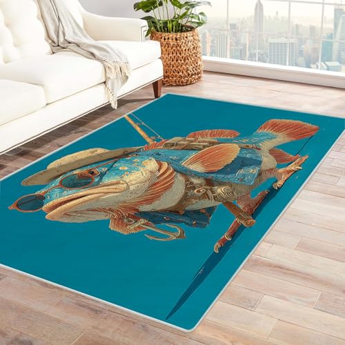 QUSAAOU Flanell-Bereichsmatte mit lustigem Fisch-Design - rutschfeste Gummirückseite, maschinenwaschbar für Wohnzimmer, Schlafzimmer, Küche, Büro-150x240cm QUSAAOU Flanell-Bereichsmatte mit lustigem Fisch-Design - rutschfeste Gummirückseite, maschinenwaschbar für Wohnzimmer, Schlafzimmer, Küche, Büro-150x240cm von QUSAAOU