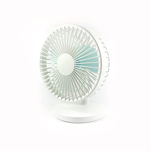 QUSHINI, Tischventilator mit wiederaufladbarem Akku, leiser tragbarer Ventilator, Tischventilator mit 3 Geschwindigkeiten, ideal für Büro, Wohnzimmer oder Schlafzimmer, Weiß Farbe von QUSHINI