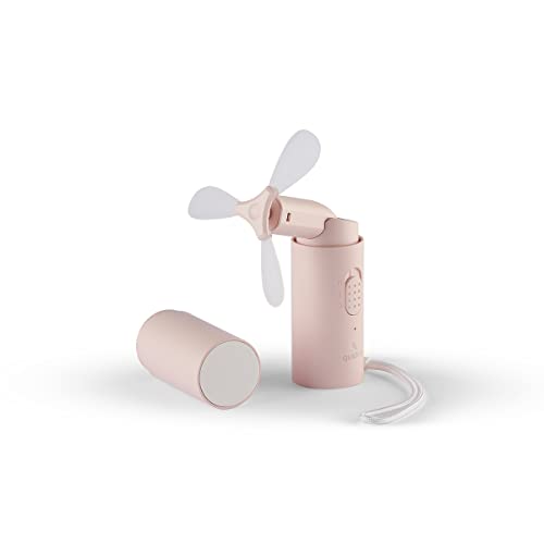 QUSHINI, Mini tragbarer Ventilator mit wiederaufladbarem Akku, leiser tragbarer Ventilator mit Powerbank, 2-Gang-Ventilator, Taschenventilator, Rosa Farbe von QUSHINI