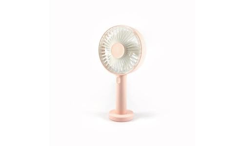 QUSHINI, Tischventilator mit wiederaufladbarem Akku, leiser tragbarer Ventilator, Tischventilator mit 3 Geschwindigkeiten, ideal für Büro, Wohnzimmer oder Schlafzimmer, Rosa Farbe von QUSHINI