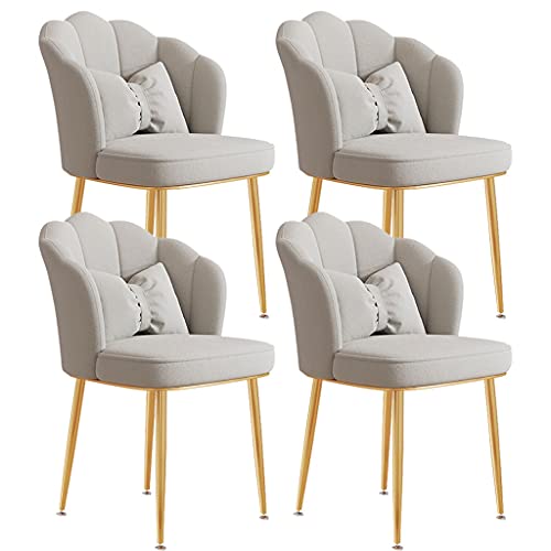 4er-Set luxuriöse Esszimmerstühle aus Samt mit Beinen aus Kohlenstoffstahl – Elegante Schreibtischstühle für Zuhause für Maniküre, Arbeitszimmer oder Frisierti,White-Golden feet von QUSYZD