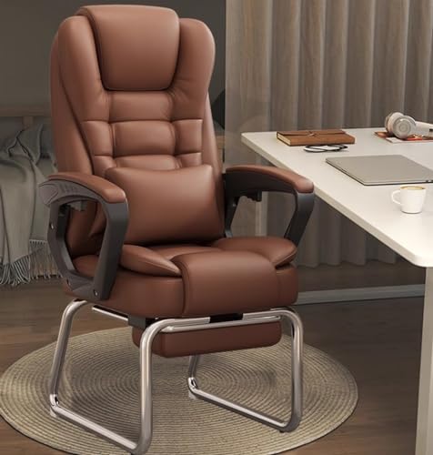 Armchair Ergonomischer Chefsessel Chefsessel Computer-Schreibtischstuhl mit gepolsterten Armlehnen, einziehbarer Fußstütze und Kippfunktion, Chefsessel für Empfangs- und Besprechungsr,Brown-One Size Armchair Ergonomischer Chefsessel Chefsessel Computer-Schreibtischstuhl mit gepolsterten Armlehnen, einziehbarer Fußstütze und Kippfunktion, Chefsessel für Empfangs- und Besprechungsr,Brown-One Size von QUSYZD