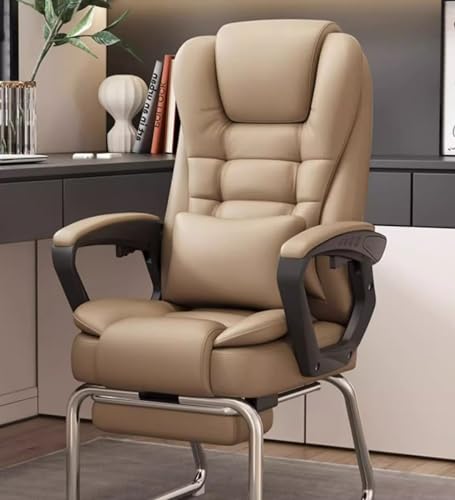 Armchair Ergonomischer Chefsessel Chefsessel Computer-Schreibtischstuhl mit gepolsterten Armlehnen, einziehbarer Fußstütze und Kippfunktion, Chefsessel für Empfangs- und Besprechungsr,Khaki-One Size Armchair Ergonomischer Chefsessel Chefsessel Computer-Schreibtischstuhl mit gepolsterten Armlehnen, einziehbarer Fußstütze und Kippfunktion, Chefsessel für Empfangs- und Besprechungsr,Khaki-One Size von QUSYZD