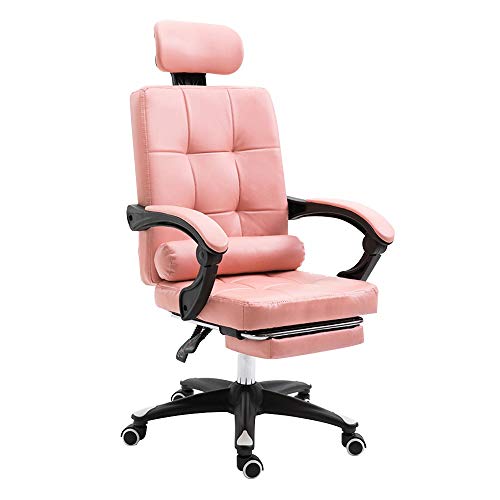 Computerstuhl, ergonomischer Drehstuhl für den Schreibtisch mit Fußstütze, Bürostuhl mit hoher Rückenlehne, höhenverstellbar, Leder-Chef-Computerstuhl für das Arbeitszimmer im Wohnhei,Pink-Size von QUSYZD