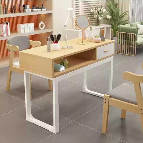 Maniküretisch Maniküretisch Nagelpult, Moderne professionelle Doppel-Nageltechnik-Tischstation mit Schubladen, Nagelkunst-Arbeitsplatz aus Holz, Handnagel des,Walnut with Drawer-100 * 40 * 78 cm von QUSYZD