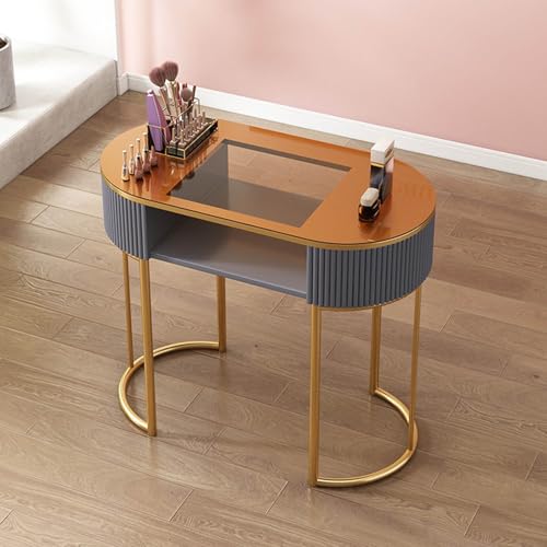 Professioneller Nageltechniker-Schreibtisch – Moderner Maniküretisch aus Holz mit Schubladen und 3-lagigem Stauraum für Salon und Home Spa, ultimative Nagelsch,Gray Glass Desktop-80cm von QUSYZD