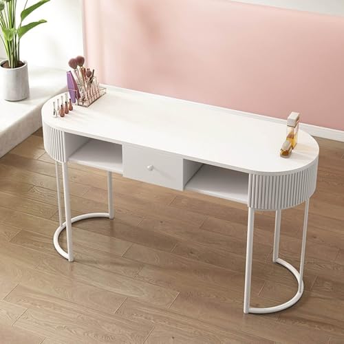 Professioneller Nageltechniker-Schreibtisch – Moderner Maniküretisch aus Holz mit Schubladen und 3-lagigem Stauraum für Salon und Home Spa, ultimative Nagelsch,White-120cm von QUSYZD