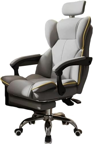 QUSYZD Armchair Executive Bürostuhl PU-Leder Schreibtischstühle mit Armlehnen und Fußstütze, Ergonomischer Computerstuhl mit breiter Sitzfläche für mehr Komfort,Gray1-One Size,Gray1-One Size von QUSYZD