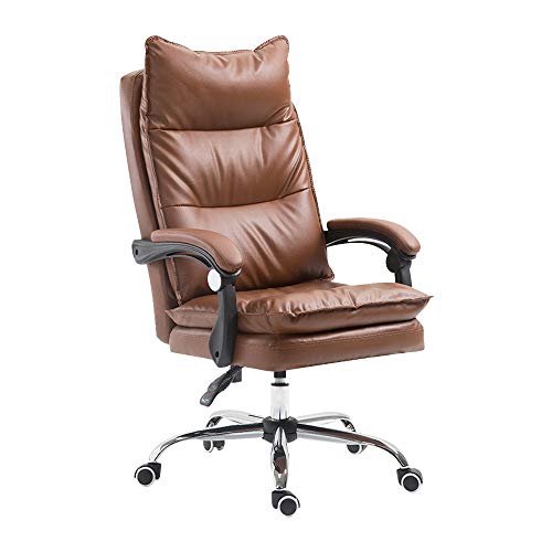 QUSYZD Bürostuhl Videospielstühle Ergonomischer Chefsessel aus PU-Leder Schreibtischstuhl Computerstuhl Drehstuhl mit hoher Rückenlehne, Braun,Brown von QUSYZD