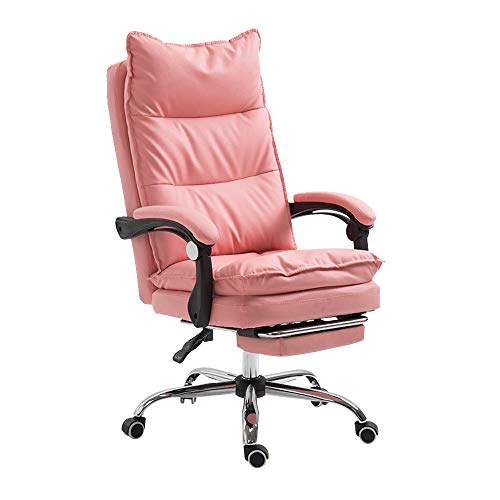 QUSYZD Chefsessel, Drehstuhl mit hoher Rückenlehne, Schreibtischstuhl, Computerstuhl mit Fußstütze, ergonomischer Chefsessel aus PU-Leder, Pink,Pink von QUSYZD