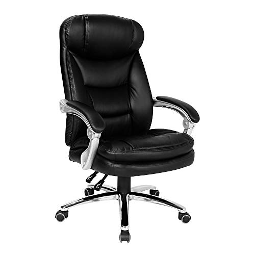QUSYZD Computerstuhl Bürostuhl Ergonomischer Drehstuhl für Computertische Doppelte Dicke Rückenlehne Verstellbarer Chefsessel mit hoher Rückenlehne für Büro- und Konferenzräume Tragfähigkeit,Black von QUSYZD