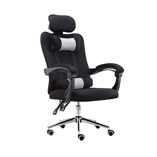 QUSYZD Drehstuhl Bürostuhl, Drehbarer Lift- und Liegestuhl Ergonomischer Chefsessel mit Kopfstütze und Lordosenstütze Lazy-Computer-Stuhl für den Haushalt Nenntragfähigkeit: 550 lbs,Schwarz,Black von QUSYZD