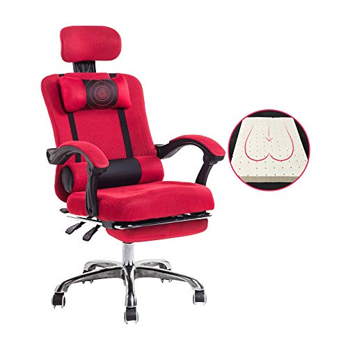 QUSYZD Drehstuhl Computerstuhl, Ergonomischer Bürostuhl Netz-Personalstuhl Hebe-Drehstuhl Liegestuhl mit Fußstütze Lässiger Sitzstuhl mit Kopfstütze und Lordosenstütze,Rot,Red-Size QUSYZD Drehstuhl Computerstuhl, Ergonomischer Bürostuhl Netz-Personalstuhl Hebe-Drehstuhl Liegestuhl mit Fußstütze Lässiger Sitzstuhl mit Kopfstütze und Lordosenstütze,Rot,Red-Size von QUSYZD