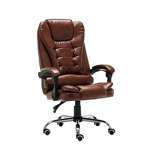 QUSYZD Drehstuhl Computerstuhl, Ergonomischer Chefsessel Hebe- und Drehstuhl Liegestuhl Personal Bürostuhl Haushalt Moderner Einfachheit Drehstuhl Nenntragfähigkeit: 660 lbs,Braun,Brown von QUSYZD