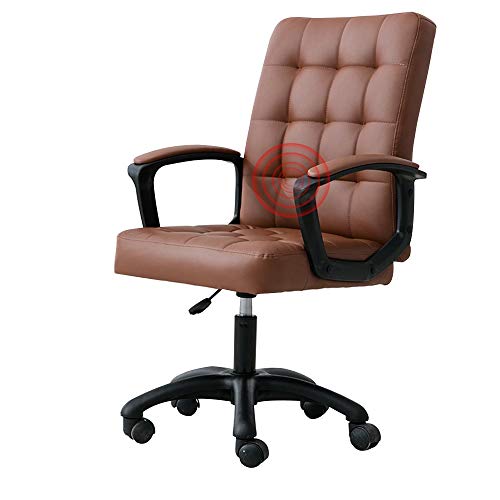QUSYZD Drehstuhl Computerstuhl, Hebedrehstuhl mit Massagefunktion Kunstledersitz Ergonomie Bequemer Sitzstuhl für den Haushalt Lazy Lounge Chair Nenntragfähigkeit: 550lbs,Braun,Brown von QUSYZD