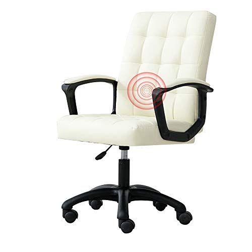 QUSYZD Drehstuhl Computerstuhl, Hebedrehstuhl mit Massagefunktion Kunstledersitz Ergonomie Bequemer Sitzstuhl für den Haushalt Lazy Lounge Chair Nenntragfähigkeit: 550lbs,Weiß,White von QUSYZD