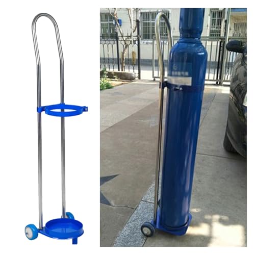 QUSYZD Festes Gasflaschengestell für den Innen- und Außenbereich mit 2 Rädern, Leichter Flaschenwagen aus Edelstahl, rollendes Gasflaschen-Organizer-Regal für das Lab,43.3 inch/110cm-20 Liter von QUSYZD