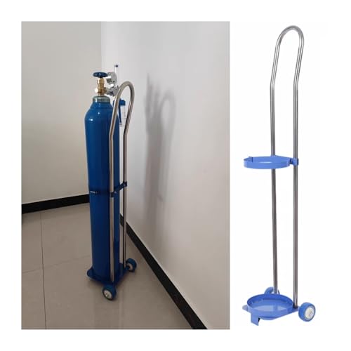 QUSYZD Flaschenwagen aus Edelstahl für Kliniken/Pflegeheime/Labore/Fabriken, Festes Gasflaschengestell mit 2 Rollen, Flaschentankgestell, QUSYZD Flaschenwagen aus Edelstahl für Kliniken/Pflegeheime/Labore/Fabriken, Festes Gasflaschengestell mit 2 Rollen, Flaschentankgestell, von QUSYZD