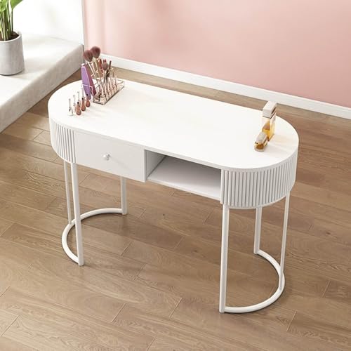 QUSYZD Maniküretisch Moderner Nail Tech Schreibtisch mit Schubladen Professioneller Künstler-Handmaniküretisch für Salon Spa Holzarbeitsplatz mit 3-lagigem Lagerschra,White-100cm von QUSYZD
