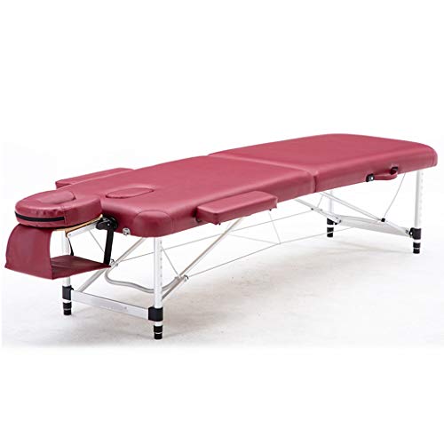 QUSYZD Spa-Liegen Massageliegen Klappbare Massageliege aus Aluminium, Couchbett, Salon-Therapieliege mit Gesichtsöffnung und Tragetasche,Red-185 * 60cm,Red-185 * 60cm von QUSYZD
