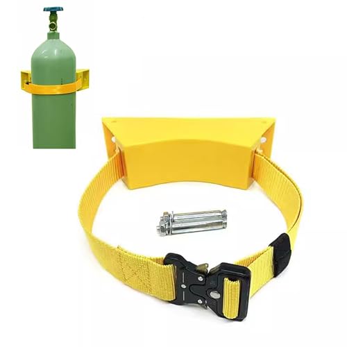 QUSYZD Wandmontierter Sauerstoffflaschenhalter, verstellbare 1-5-m-Gurte, robuste Propan- und Flaschenhalterung, O2-Flaschen-Organizer-Regal für Verschiedene Größen,Yellow-5m(16.4ft) von QUSYZD