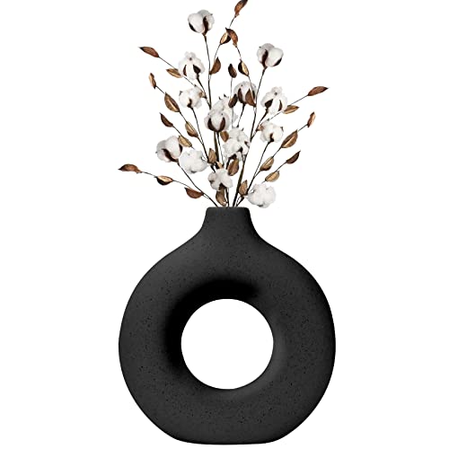 Keramik Donut Vase,Kunst Vase Runde Form Vasen für Pampasgras Moderne deko Handmade Vasen Wohnzimmer Büro von QUTHZZHY