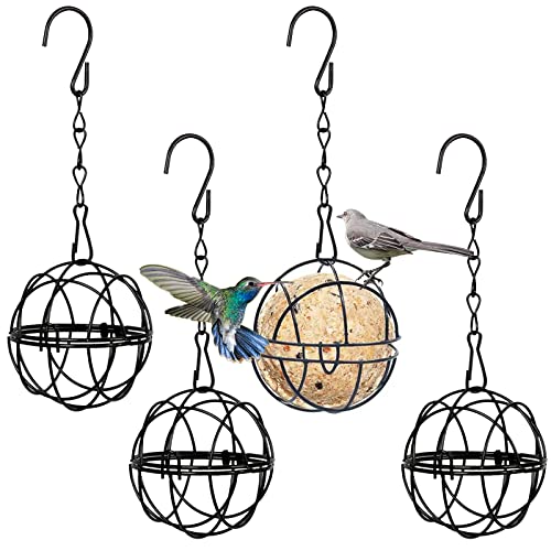 QUTHZZHY Meisenknödelhalter Vogelfutterstation, 4 Stück Vogelfutterspender zum Aufhängen, Aufhängen Metall Vogelfutterspender mit Haken Futterspender, für Wildvögel Garten, Spatzen, Rotkehlchen von QUTHZZHY