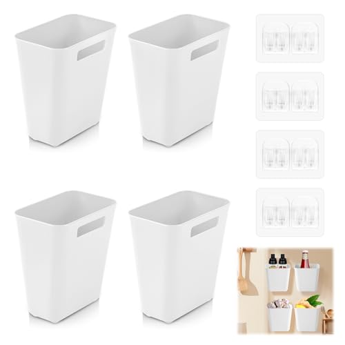 QUTHZZHY 4 Stück Küchenschranktür-Aufbewahrungsbox, Selbstklebendes Wandmontierte Aufbewahrungsbox, Badezimmer Organizer, für Schrank,Badezimmer,Kühlschrank Kleine Gegenstände (Weiß) von QUTHZZHY