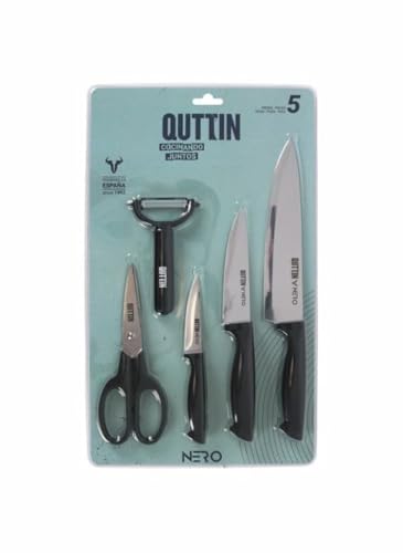 QUTTIN Set mit 5 Messern, Schäler und Schere, Kollektion Nero, Küchenmesser-Set, professionelles Messer-Set, hochwertige Messer von QUTTIN